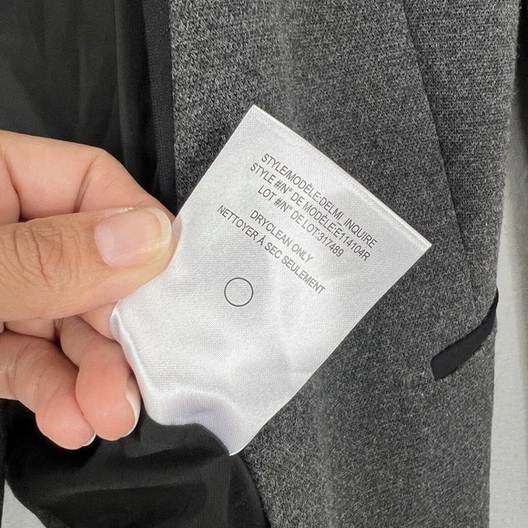 Theory Blazer Jacket Size 8 Gray Black Trim Single Button Workwear Career - Picture 11 of 12